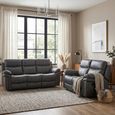 Richmond Manual Recliner Sofa Suite - 3+2 Seater - Charcoal - Leather Look Fabric