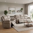Farnham Ultra Electric Recliner Sofa Suite - 3+2 Seater - Stone - Fabric