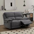 Clearance - Douglas Recliner Sofa - 2 Seater - Dark Grey Fabric - FSS17435