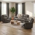 Farnham Ultra Manual Recliner Sofa Suite - 3+1+1 Seater - Grey - Fabric