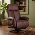 Prestige Swivel Recliner Armchair - Triple Motor - Dark Brown - Leather