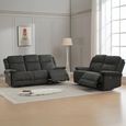 Rockport Electric Recliner Sofa - 3+2 Seater - Thunder - Fabric