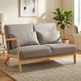 Hadley Sofa - 2 Seater - Stone Linen - Fabric and Wood
