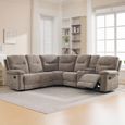 Cleveland Manual Recliner Corner Sofa - with Storage Console - Beige - Fabric