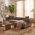 Aurora Corner Lounge Sofa - with Chaise - Channel-Tufted - RHF - Brown - Fabric