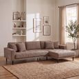 Lido Lounge Sofa - with Chaise - RHF - Corduroy Style - Brown - Fabric