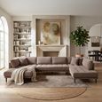 Lido U Shape Corner Sofa - LFH - Corduroy Style - Brown - Fabric