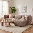 Noor Corner Lounge Sofa - with Chaise - RHF - Brown - Fabric