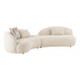 Amol Curved Modular Sofa - 3 Seater - Cream - Fabric