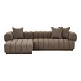 Aurora Corner Lounge Sofa - with Chaise - Channel-Tufted - LHF - Brown - Fabric