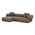 Aurora Corner Lounge Sofa - with Chaise - Channel-Tufted - LHF - Brown - Fabric