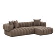 Aurora Corner Lounge Sofa - with Chaise - Channel-Tufted - RHF - Brown - Fabric