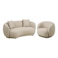Hawkes Sofa Suite - 2+1 Seater - Curved Back - Cream - Fabric