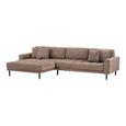 Lido Lounge Sofa - with Chaise - LHF - Corduroy Style - Brown - Fabric