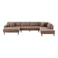 Lido U Shape Corner Sofa - LFH - Corduroy Style - Brown - Fabric