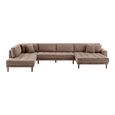 Lido U Shape Corner Sofa - RFH - Corduroy Style - Brown - Fabric