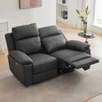 Huntington Electric Recliner Sofa - 2 Seater - Dark Grey - Leather Look Fabric