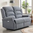 Windsor Electric Recliner Sofa - 2 Seater - Steel Blue - Fabric