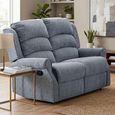 Windsor Manual Recliner Sofa - 2 Seater - Steel Blue - Fabric