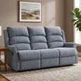 Windsor Manual Recliner Sofa - 3 Seater - Steel Blue - Fabric