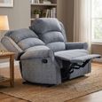 Windsor Manual Recliner Sofa - 2 Seater - Steel Blue - Fabric