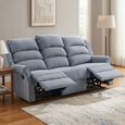 Windsor Manual Recliner Sofa - 3 Seater - Steel Blue - Fabric