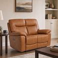 Lucia Power Recliner Sofa - 2 Seater - Tan - Leather