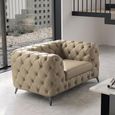 Zenith Italian Curved Armchair - Deep Button Tufted - Leather