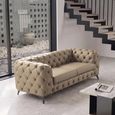 Zenith Italian Curved Sofa - 2 Seater - Deep Button Tufted - Leather