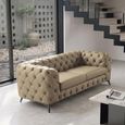 Zenith Italian Curved Sofa - 2 Seater - Maxi - Deep Button Tufted - Leather