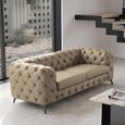 Zenith Italian Curved Sofa - 3 Seater - Deep Button Tufted - Leather