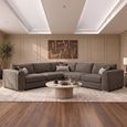 Naples Mocha Fabric Large Corner Sofa thumbnail