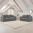 Harley Jumbo Grey Fabric 3+2 Seater Sofa Set thumbnail