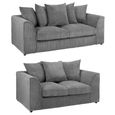 Harley Jumbo Grey Fabric 3+2 Seater Sofa Set thumbnail 2