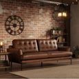 Kefren Cognac Brown Leather 3 Seater Sofa