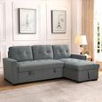 Alder Universal Corner Sofa Bed - Grey Fabric - Pull Out