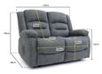 Alva Electric Recliner Sofa - Graphite Fabric - 2 Seater