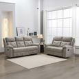 Berkeley Recliner Sofa Suite - 3+2 Seater - Light Grey Leather Look Fabric