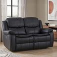 Berlin Recliner Sofa - 2 Seater - Black Leather