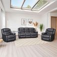 Conrad Black Leather 3+1+1 Seater Manual Recliner Sofa Set thumbnail