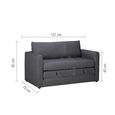 Eli Small Pull-Out Sofa Bed - 2 Seater - Grey Fabric