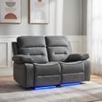 Foster Recliner Sofa - 2 Seater - Grey Fabric - LED Lights