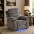 Foster Recliner Armchair - Grey Fabric - LED Lights