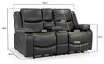 Harald Electric Recliner Sofa - Black Faux Leather - 2 Seater