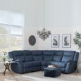 Hilbert Recliner Corner Sofa - Denim Blue Fabric