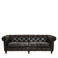 Hoxton Sofa - Chesterfield - 3 Seater - Dark Grey Leather