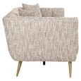 Huxley Beige Fabric 3 Seater Sofa with Brushed Gold Legs