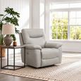 Lucia Power Pearl Grey Leather Recliner Armchair thumbnail