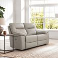 Lucia Power Pearl Grey Leather 2 Seater Recliner Sofa thumbnail