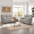 Lucia Power Pearl Grey Leather 3+2 Seater Recliner Sofa Set thumbnail